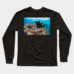 Diver gliding through red sea Long Sleeve T-Shirt